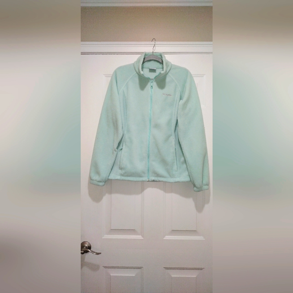 Columbia Fleece Jacket Full Zip Women's Size Large Mint Green